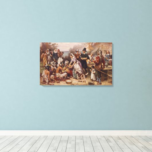 De eerste Thanksgiving 1621 | c.1932 Canvas Afdruk (Insitu (Houten vloer))