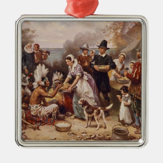 De eerste Thanksgiving 1621 | c.1932 Metalen Ornament (Voorkant)