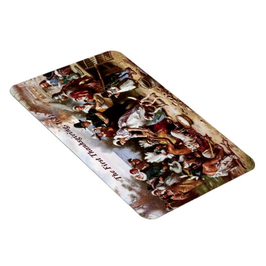 De eerste Thanksgiving, 1621. Fine Art Magneet (Rechterzijde)