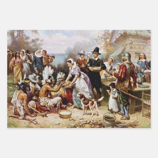 De eerste Thanksgiving, 1621, Inpakpapier Vel (Voorkant)