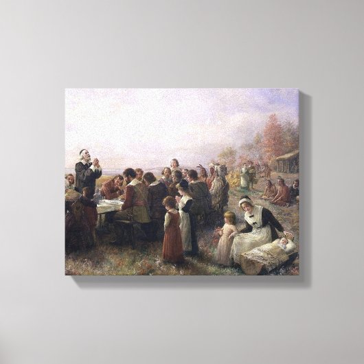 De eerste Thanksgiving bij Plymouth door Brownscom Canvas Afdruk (Voorkant)