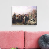 De eerste Thanksgiving bij Plymouth door Brownscom Canvas Afdruk (Insitu (Woonkamer))