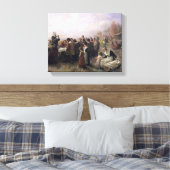 De eerste Thanksgiving bij Plymouth door Brownscom Canvas Afdruk (Insitu (Slaapkamer))
