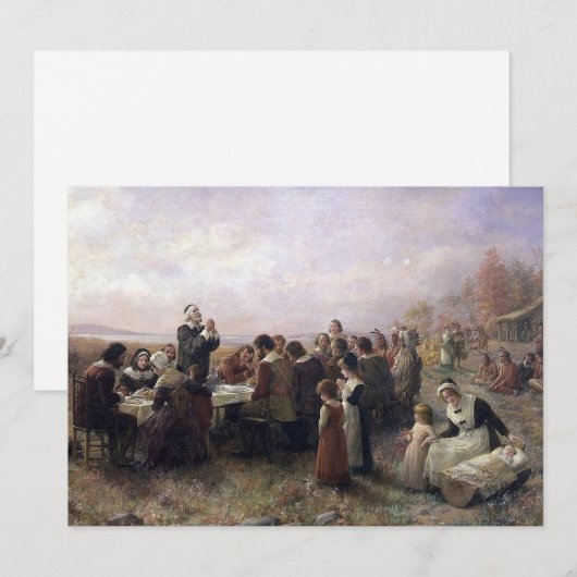 De eerste Thanksgiving bij Plymouth door Brownscom Feestdagenkaart (Voorkant / Achterkant)