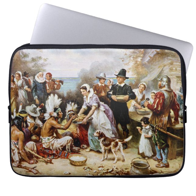 De eerste Thanksgiving, de geschiedenis van het sc Laptop Sleeve (Voorkant)
