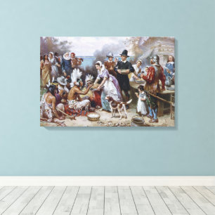 De eerste Thanksgiving door Jean Ferris c. 1912 Canvas Afdruk