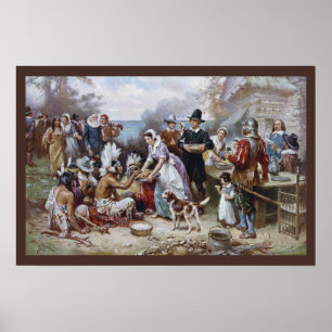 De eerste Thanksgiving door Jean Ferris c. 1912 Poster