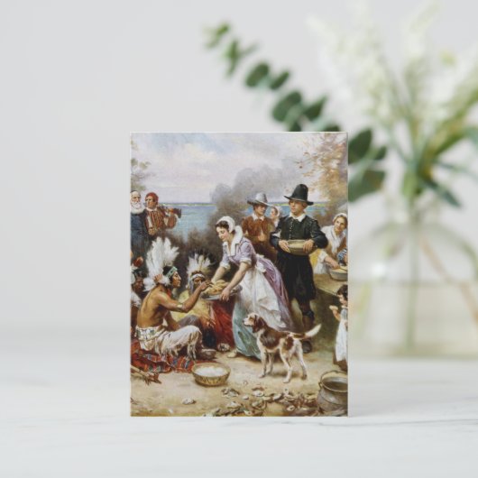 De eerste Thanksgiving Feestdagenkaart (Staand voorkant)