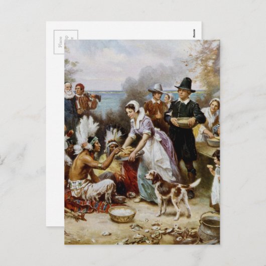 De eerste Thanksgiving Feestdagenkaart (Voorkant / Achterkant)