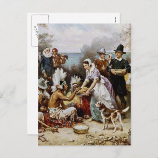 De eerste Thanksgiving Feestdagenkaart (Voorkant / Achterkant)