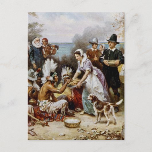 De eerste Thanksgiving Feestdagenkaart (Voorkant)