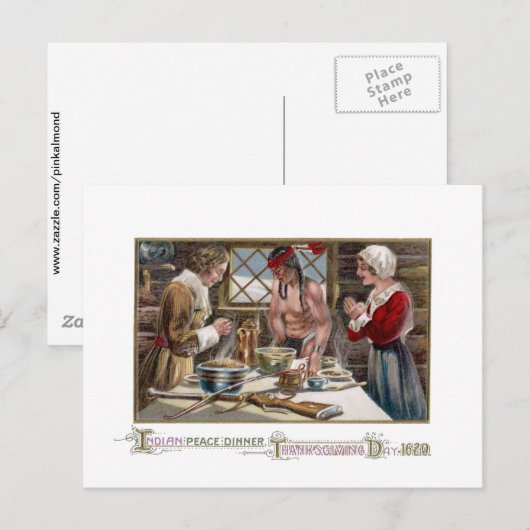 De eerste Thanksgiving Feestdagenkaart (Voorkant / Achterkant)