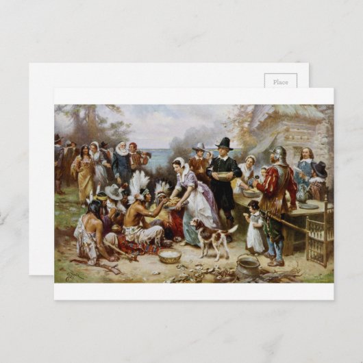 De eerste Thanksgiving Feestdagenkaart (Voorkant / Achterkant)