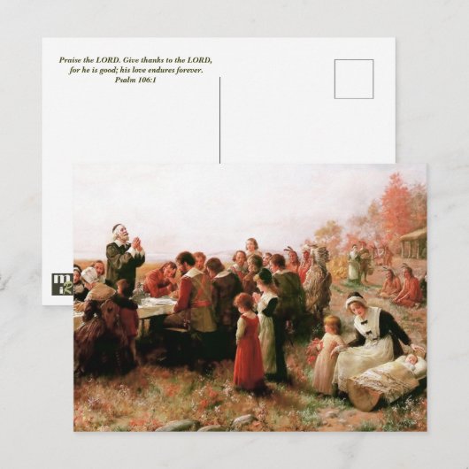 De eerste Thanksgiving in Plymouth Briefkaart (Voorkant / Achterkant)