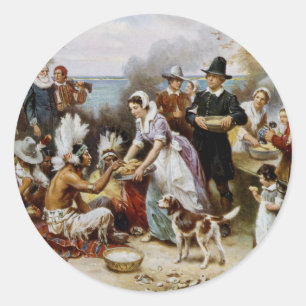 De eerste Thanksgiving Ronde Sticker