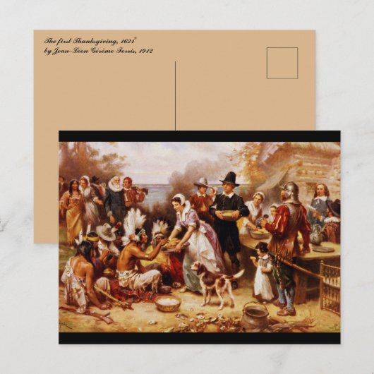  de eerste Thanksgiving schilderij Briefkaart (Voorkant / Achterkant)
