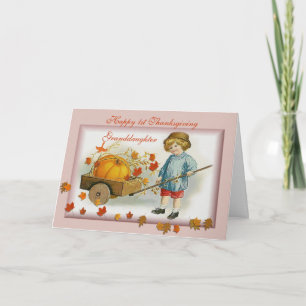 De eerste Thanksgiving van mijn kleindochter Feestdagen Kaart