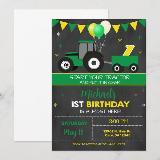 De eerste uitnodiging voor de eerste verjaardag va (Voorkant / Achterkant)