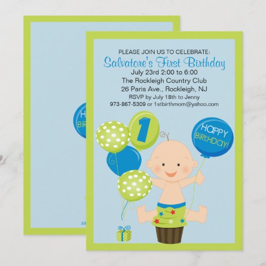 De eerste uitnodiging voor de geboorte van Bright (Voorkant / Achterkant)