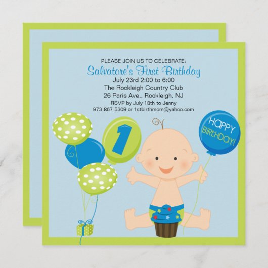 De eerste uitnodiging voor de geboorte van Bright  (Voorkant / Achterkant)