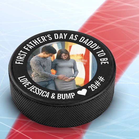 De eerste Vaderdag pappie om Persoonlijke Foto te  Hockey Puck