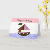 De eerste verjaardag van de baby kaart (Gele Bloem)