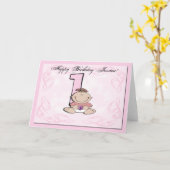 De eerste verjaardag van de baby kaart (Gele Bloem)