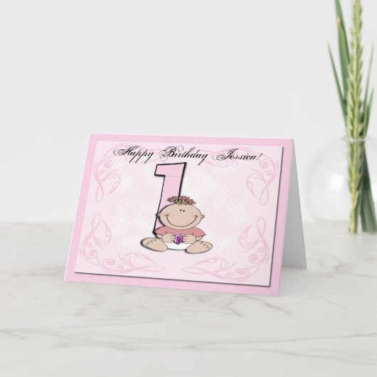 De eerste verjaardag van de baby kaart (Voorkant)