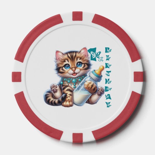De eerste verjaardag van de baby. poker chips (Voorkant)