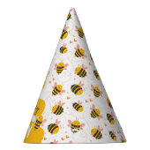 De eerste verjaardag van de bijengeel en roze baby feesthoedjes (Rechts)