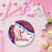 De EERSTE VERJAARDAG van de Douane van sterren en Papieren Bordje (Feest)