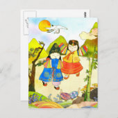 De eerste verjaardag van de Koreaanse baby Briefkaart (Voorkant / Achterkant)