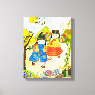 De eerste verjaardag van de Koreaanse baby Canvas Afdruk