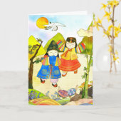 De eerste verjaardag van de Koreaanse baby Kaart (Gele Bloem)