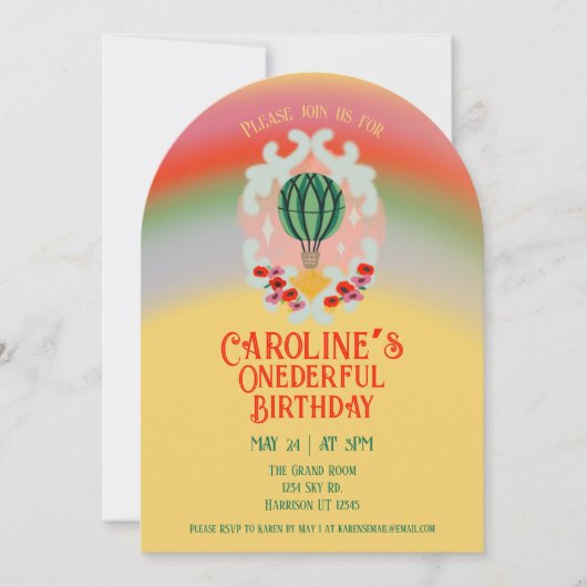 De eerste verjaardag van de luchtballon kaart (Voorkant)