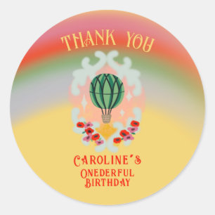 De eerste verjaardag van de luchtballon ronde sticker