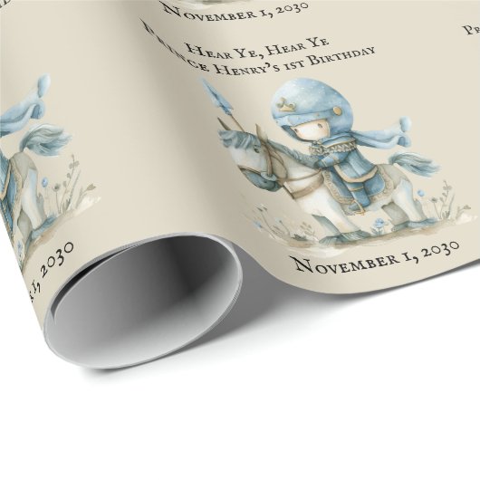 De eerste verjaardag van de middeleeuwse Knight Bo Cadeaupapier (Rol Hoek)