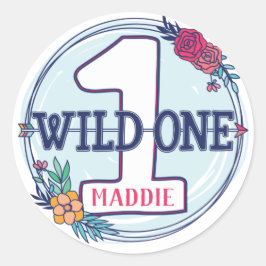 De eerste verjaardag van de stam Wild One Ronde Sticker
