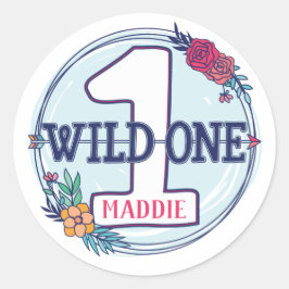 De eerste verjaardag van de stam Wild One Ronde Sticker