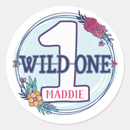 De eerste verjaardag van de stam Wild One Ronde Sticker (Voorkant)