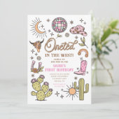 De eerste verjaardag van de West Disco Cowgirl Kaart (Staand voorkant)