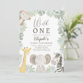 De eerste verjaardag van de Wild One Safari Boy Kaart (Staand voorkant)