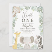 De eerste verjaardag van de Wild One Safari Boy Kaart (Voorkant)