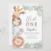 De eerste verjaardag van de Wild One Safari Boy Kaart (Voorkant)