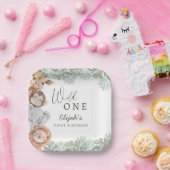 De eerste verjaardag van de Wild One Safari Boy Papieren Bordje (Feest)