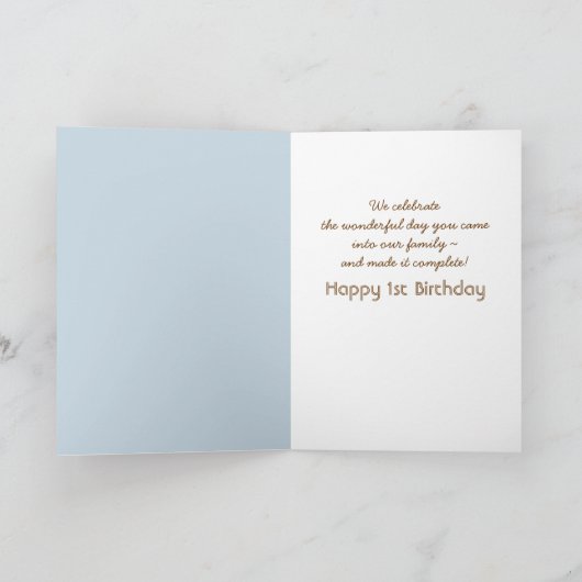 De eerste verjaardag van de zoon kaart (Binnen)