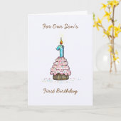 De eerste verjaardag van de zoon kaart (Gele Bloem)