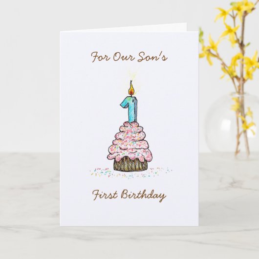De eerste verjaardag van de zoon kaart (Gele Bloem)