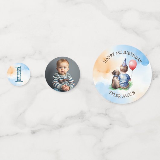 De eerste verjaardag van een gepersonaliseerde jon confetti (Achterkanten)