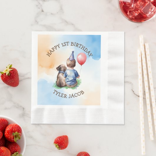 De eerste verjaardag van een gepersonaliseerde jon servet (Insitu)
